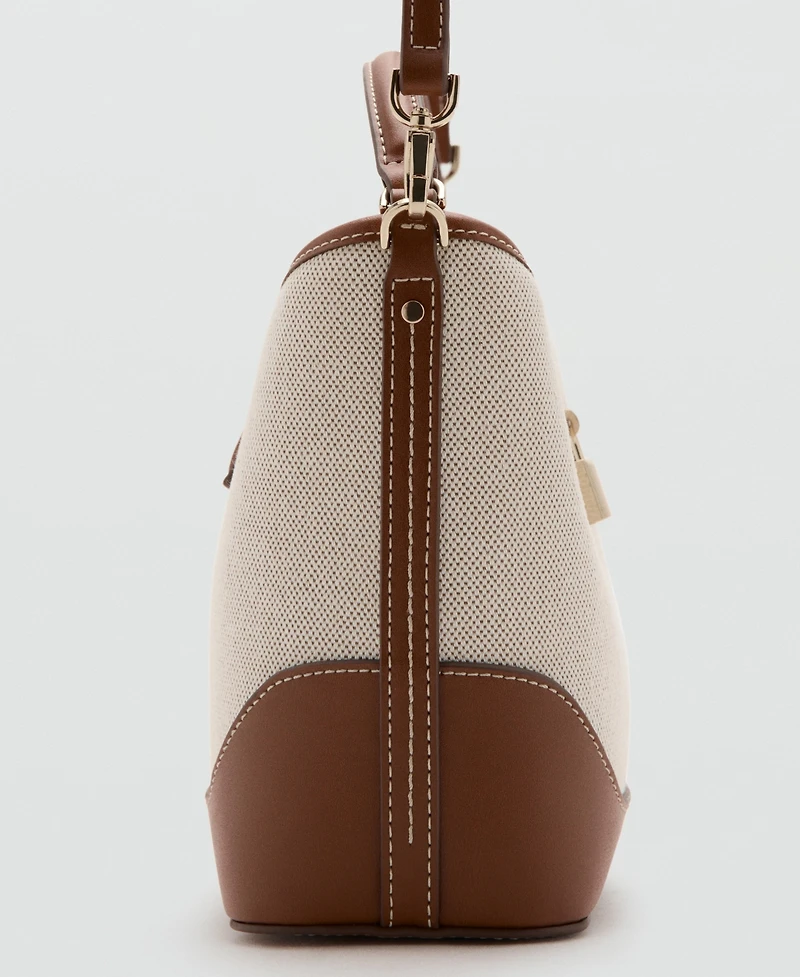 Mango Women's Contrasting Canvas Bucket Bag