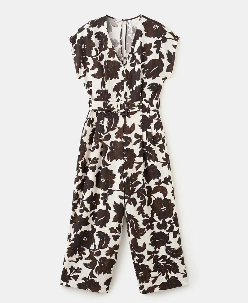 Mango Women's Floral Print Belted Jumpsuit