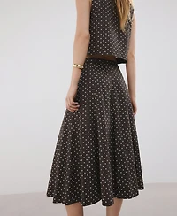 Mango Women's Polka-Dot Linen Skirt