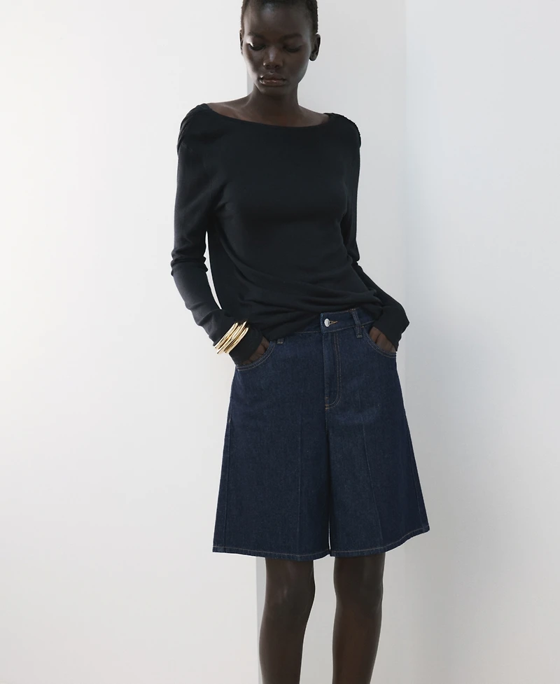 Mango Women's High-Waist Straight-Fit Denim Shorts