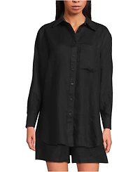 Lands' End Women's Linen Oversized Button Front Shirt