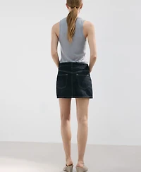 Mango Women's Low-Rise Denim Mini Skirt