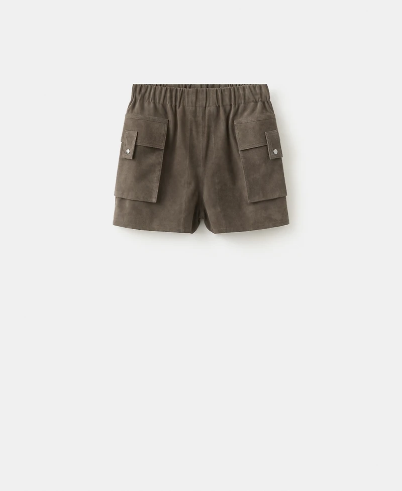 Mango Women's Pockets Suede Shorts