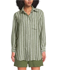 Lands' End Women's Linen Oversized Button Front Shirt