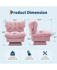gaomon Oversized Chenille Swivel Accent Chair for Living Room,360 Rotating Upholstered Reading Chair with Thick Cushion,Cozy Club Chair for Bedroom
