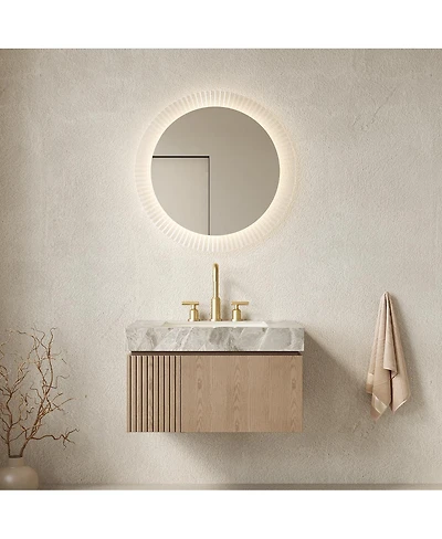Sillysis Wall Mount Bathroom Vanity with Sintered Stone Top, Ceramic Undermount Sink, Soft Close Storage Cabinet