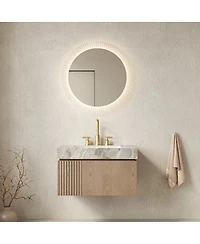 Sillysis Wall Mount Bathroom Vanity with Sintered Stone Top, Ceramic Undermount Sink, Soft Close Storage Cabinet