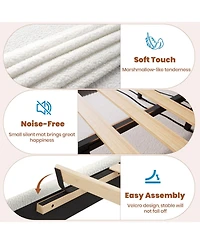 Homfan Boucle Upholstered Bed Frame with 2 Storage Drawers, Led Headboard and Wood Slats