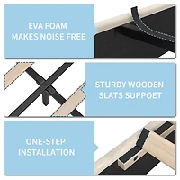 Homfan Bed Frame with Headboard, Sturdy Wooden Slats