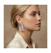 Ra Rhodium Plated Clear Round Cubic Zirconia Pave Hoop Earrings