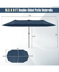 Sugift 15 5 Feet Extra Large Patio Umbrella with Led Solar Lights and Crank Handle