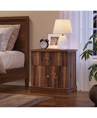 gaomon Adult 2-Drawer Nightstand, Engineered Wood Storage Bedside Table
