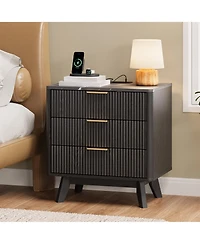 gaomon Home Set of 2, 3-Drawer Nightstand Wooden Storage Cabinet