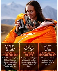 Sportneer Sleeping Bag 3 Season Warm Cold Weather for Adults Kids Boys Girls with Compression Sack Lightweight Camping Essentials Backpacking Hiking