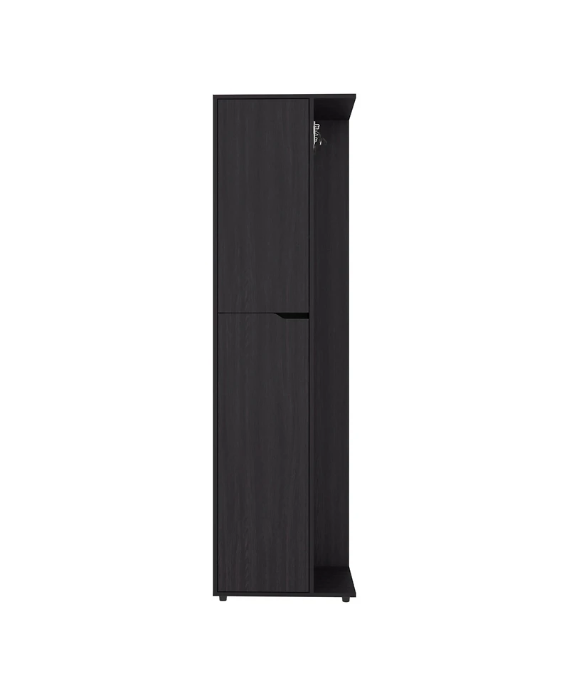 Fm Furniture Harper Broom Cabinet, with 2 doors, 3 shelves and a holder,Wengue