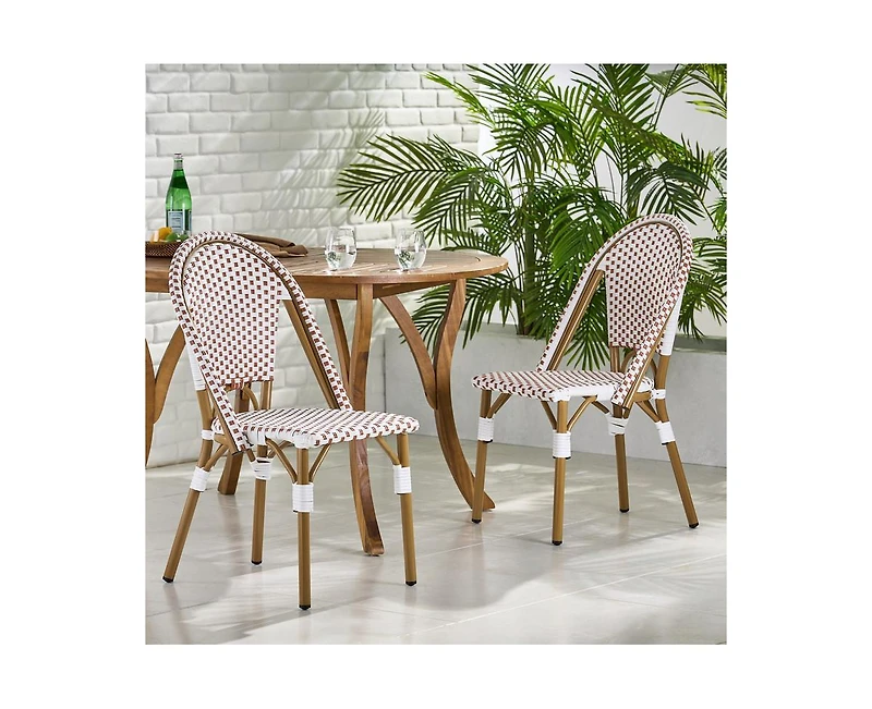 sumyeg French Style Rattan Bistro Chairs Set of 2 with Aluminum Frame