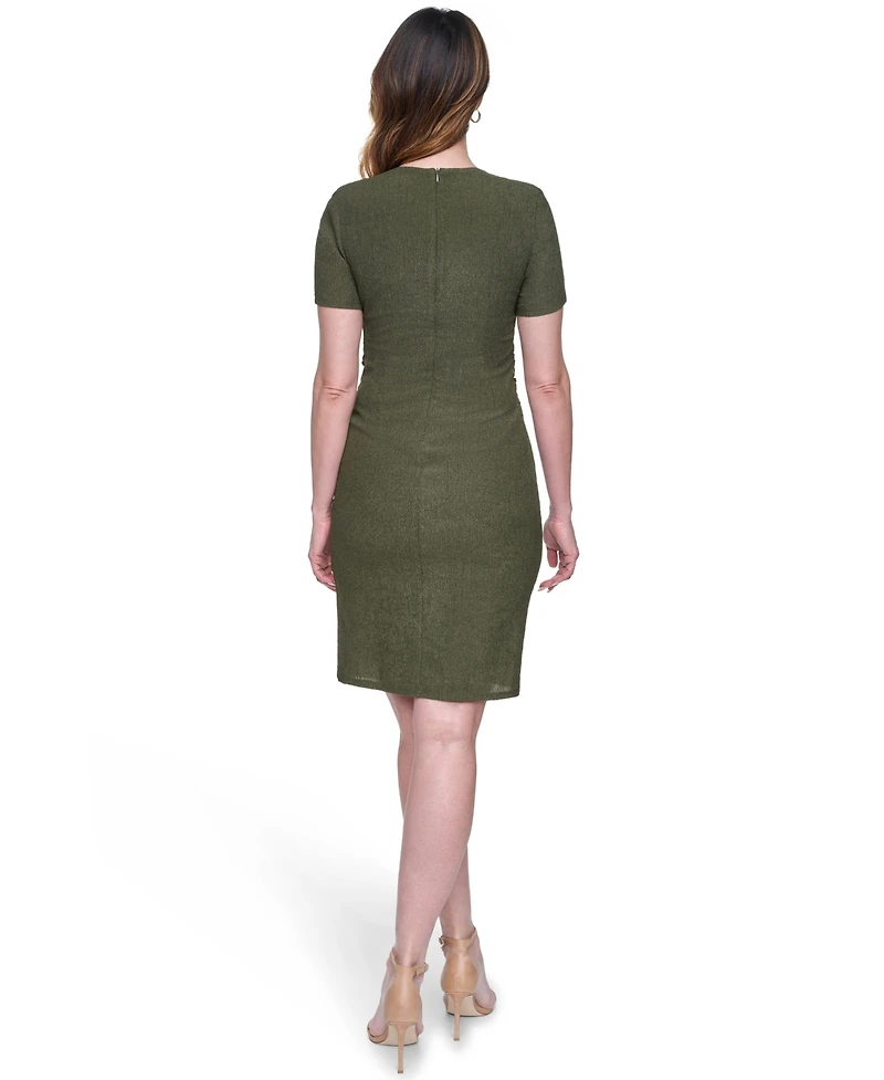 Vince Camuto Women's Textured Knit Draped Waist Bodycon Dress