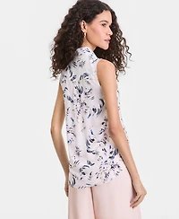 I.n.c. International Concepts Women's Printed Button-Down Sleeveless Blouse, Exclusively at Macy's