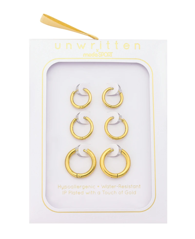 Unwritten x Moda Sport Waterproof Endless Hoop Trio Earring Set