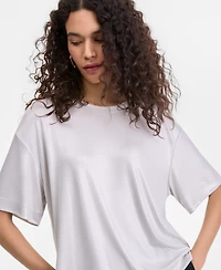 I.n.c. International Concepts Women's Metallic Foil Crewneck T-Shirt, Macy's Exclusive