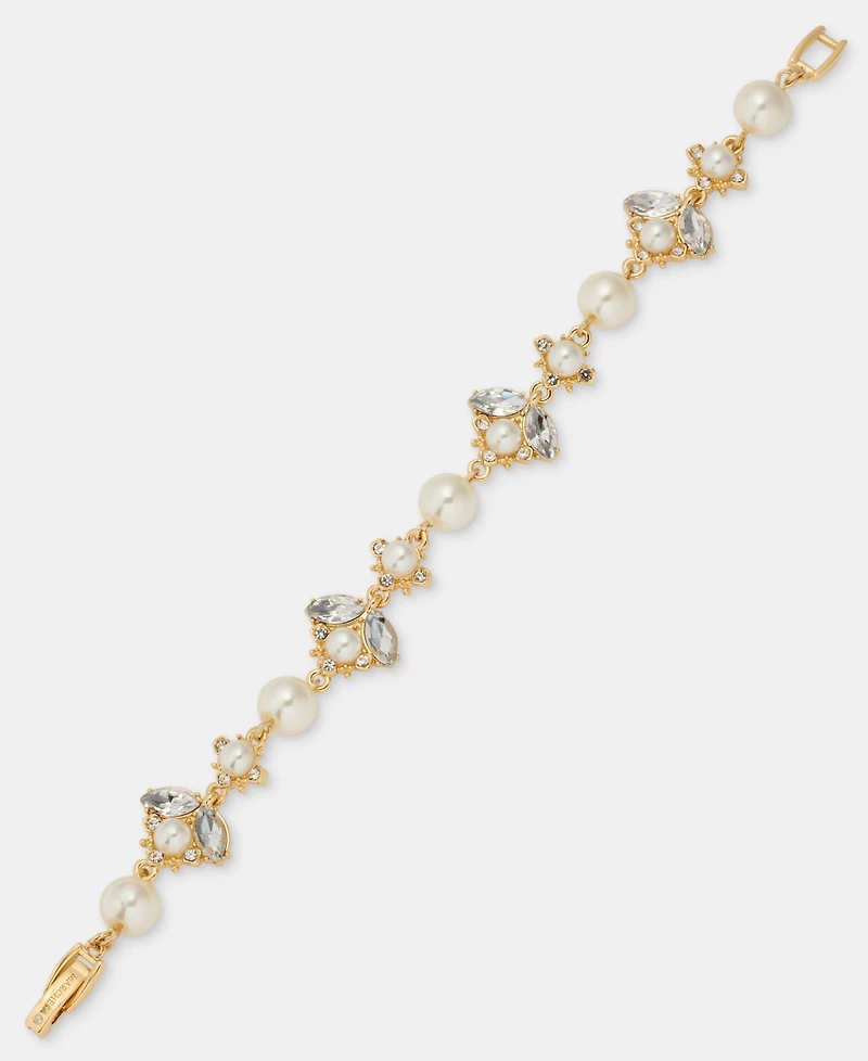 Marchesa Crystal & Imitation Pearl Flex Bracelet