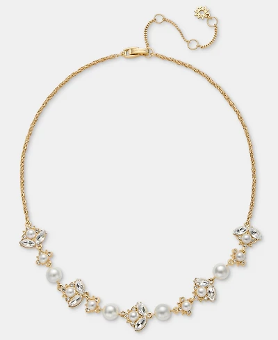 Marchesa Crystal & Imitation Pearl Statement Necklace, 16" + 3" extender