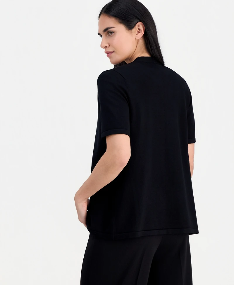 Anne Klein Essentials Petite Open-Front Elbow-Sleeve Cardigan