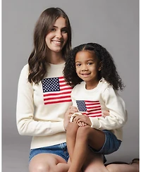 Hope & Henry Women's and Organic Crew Neck Flag Sweater