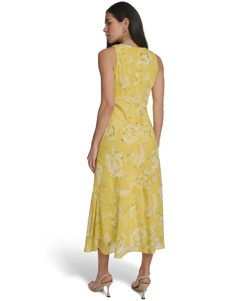 Calvin Klein Women's V Neck Midi Dress