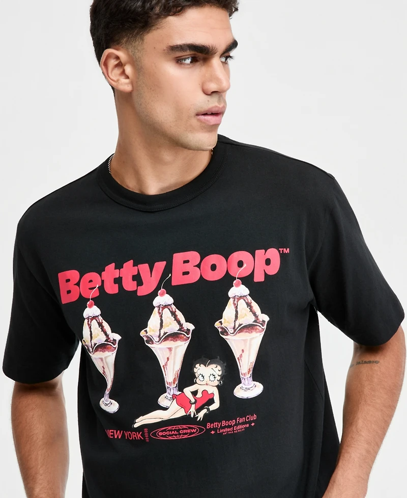 Mode of One Men's Relaxed-Fit Betty Boop Ice Cream Graphic T-Shirt, Macy's Exclusive