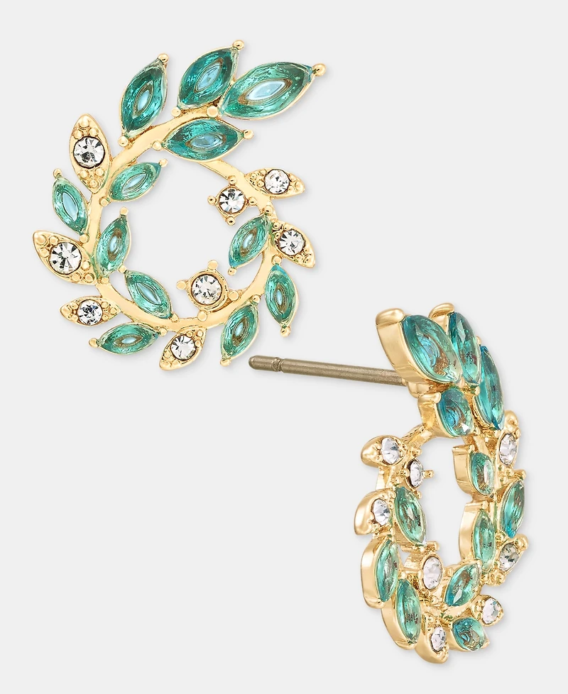 lonna & lilly Pave & Stone Open Leaf Wreath Drop Earrings