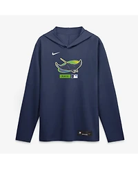 Nike Men's Navy Tampa Bay Rays Authentic Collection Dri-fit Long Sleeve Hooded T-Shirt