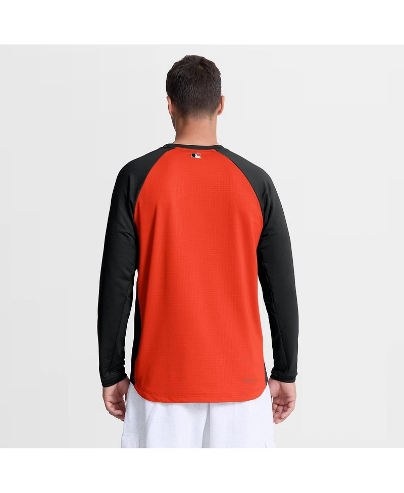 Nike Men's Orange Baltimore Orioles Authentic Collection Raglan Dri-fit Sweatshirt