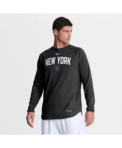 Nike Men's Black New York Mets Authentic Collection Raglan Dri-fit Sweatshirt