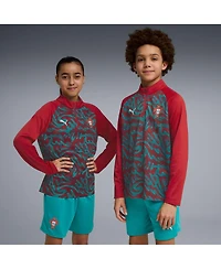 Puma Big Boys and Girls Red Portugal National Team Pre-Match Quarter-Zip Pullover Sweatshirt