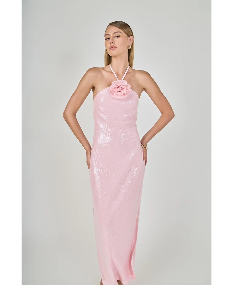 endless Rose Women's Haltered Sequins Maxi Dress