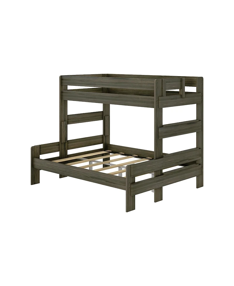 Max & Lily Solid Wood Bunk Bed, Modern Farmhouse Platform Bed Frame For Kids