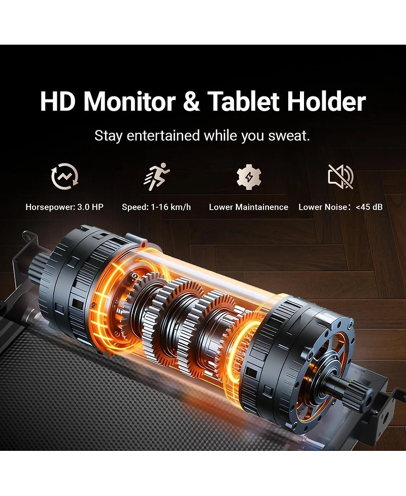 Harison Incline Treadmill for Home, 3.0HP, 300 lbs Capacity, Bluetooth App (Hrm-T101S)