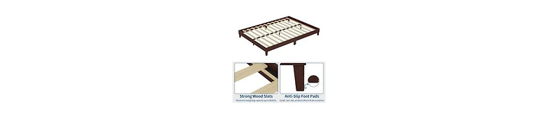 Homfan Sturdy and Noise-Free Support - Wooden Platform Bed Frame - 9 Inch Strong Slatted Base - Easy Assembly