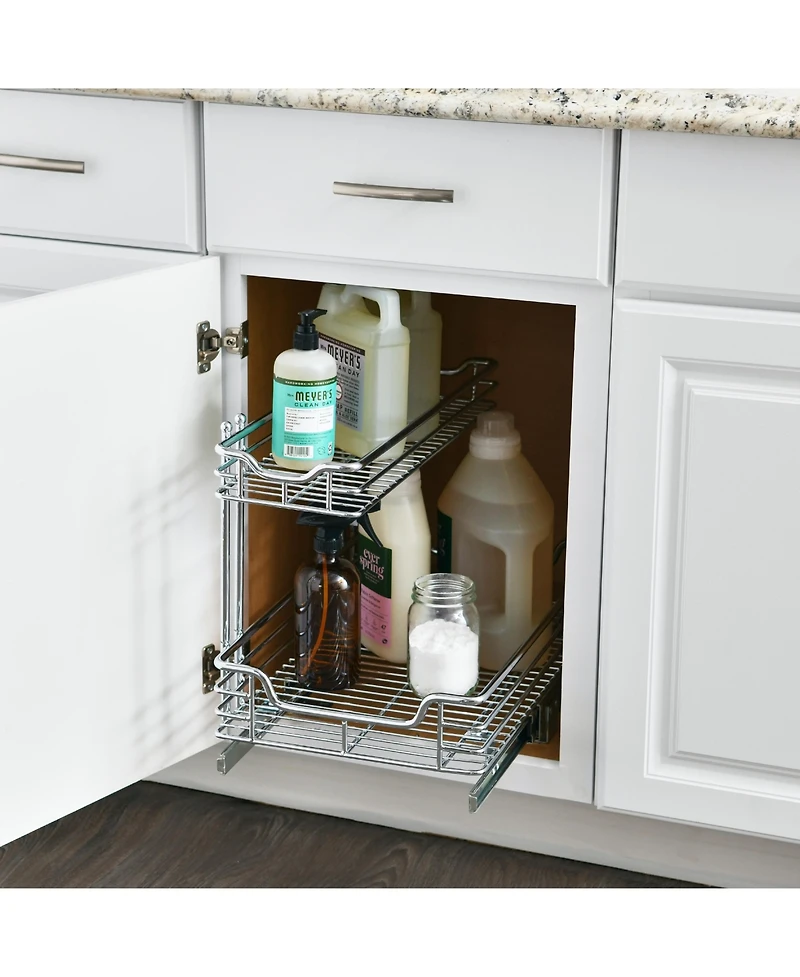 Household Essentials Glidez Steel Pull-Out Storage Organizer, 2-Tier Design