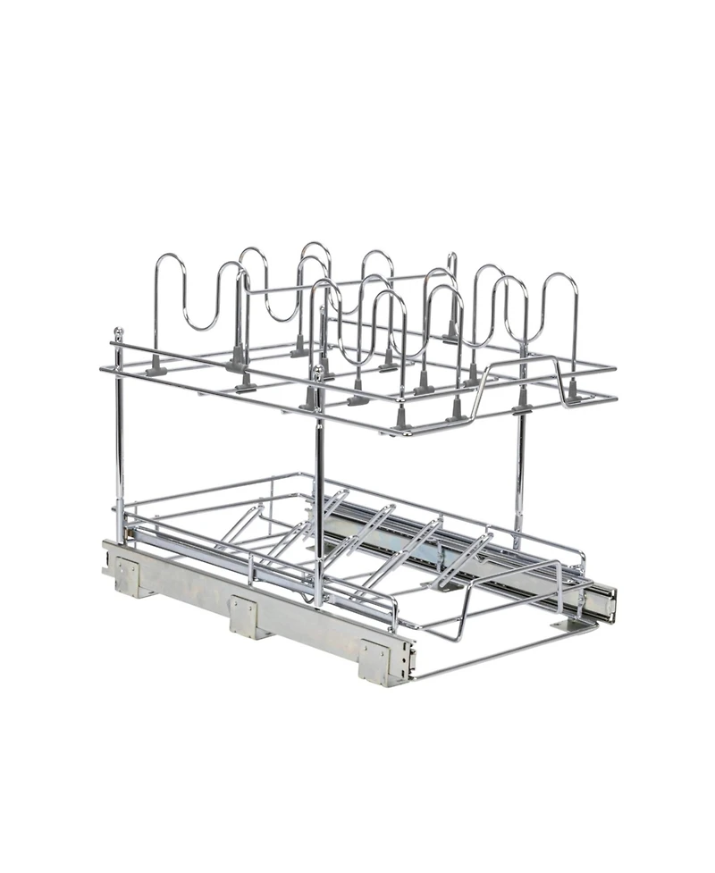 Household Essentials Glidez Steel Pull-Out Basket for Pots & Lids, 2-Tier Dual