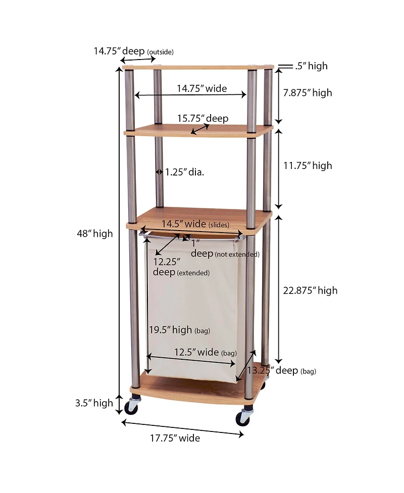 Household Essentials Laundry Hamper Storage Cart