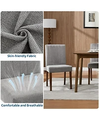 gaomon Set of 6 Modern Linen Fabric Upholstered Dining Chairs, Kitchen Side Chairs with Solid Wood Legs