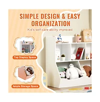 Sugift 5-Cubby Wood Toy Storage Organizer with Bookshelf, 35 x 16 x 30 in