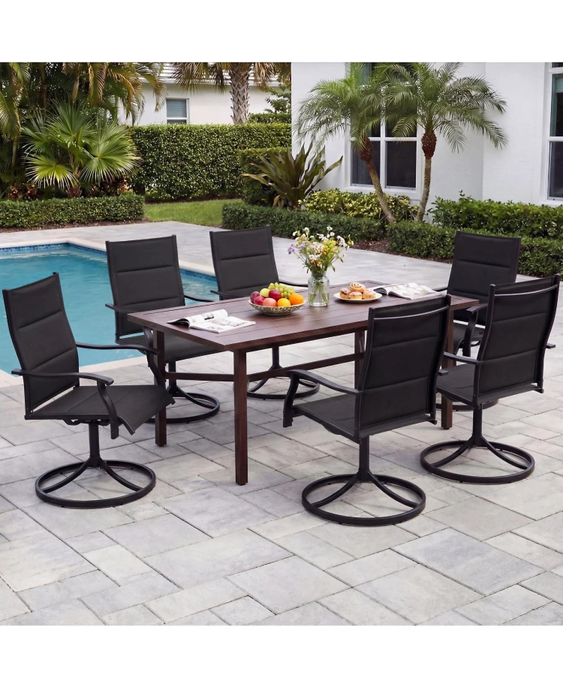 Gouun Padded Swivel Patio Dining Chairs Set of 2 with 360-Degree Rotation and Rocking