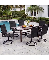Gouun Padded Swivel Patio Dining Chairs Set of 2 with 360-Degree Rotation and Rocking
