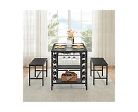 gaomon 3-Piece 4-Person Dining Set with Wine Rack and Storage