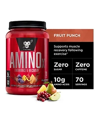 Bsn Amino X Muscle Recovery and Endurance Powder with BCAAs, 10 Grams of Amino Acids, Keto Friendly, Caffeine Free, Flavor: Fruit Punch, 70 servings