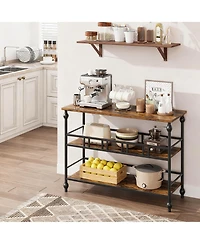Yigii Console Table 3-Tier Entryway Narrow Sofa Side Shelves