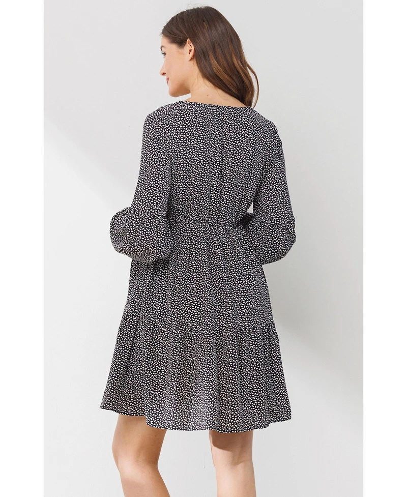 Hello Miz Maternity Printed Empire Waist Tiered Dress with Side Pockets